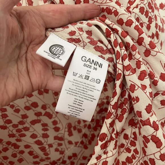 GANNI Goldstone Printed Crepe Wrap Dress, Size Eu 36/US 2-4 - Picture 6 of 11